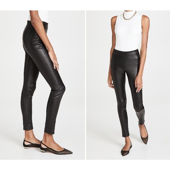 Theory‎ High Rise Adbelle L2 Leather Skinny Pants Black Size 4 - Picture 1 of 15